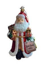 Neiman Marcus 2022 Santa Carrying Presents Christmas Tree Ornament Hand Painted