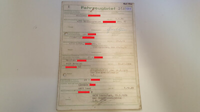 Fahrzeugbrief KFZ Brief 1972 Audi 80 S Benzin 1,5 75PS f. Sammler od.Tüv