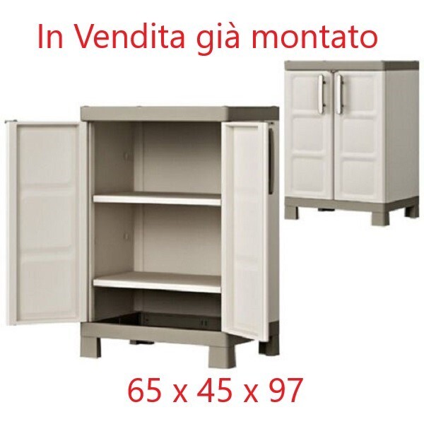 Keter Armadio Excellence Basso con 2 Ripiani, 65 x 45 x 97cm GIA' MONTATO