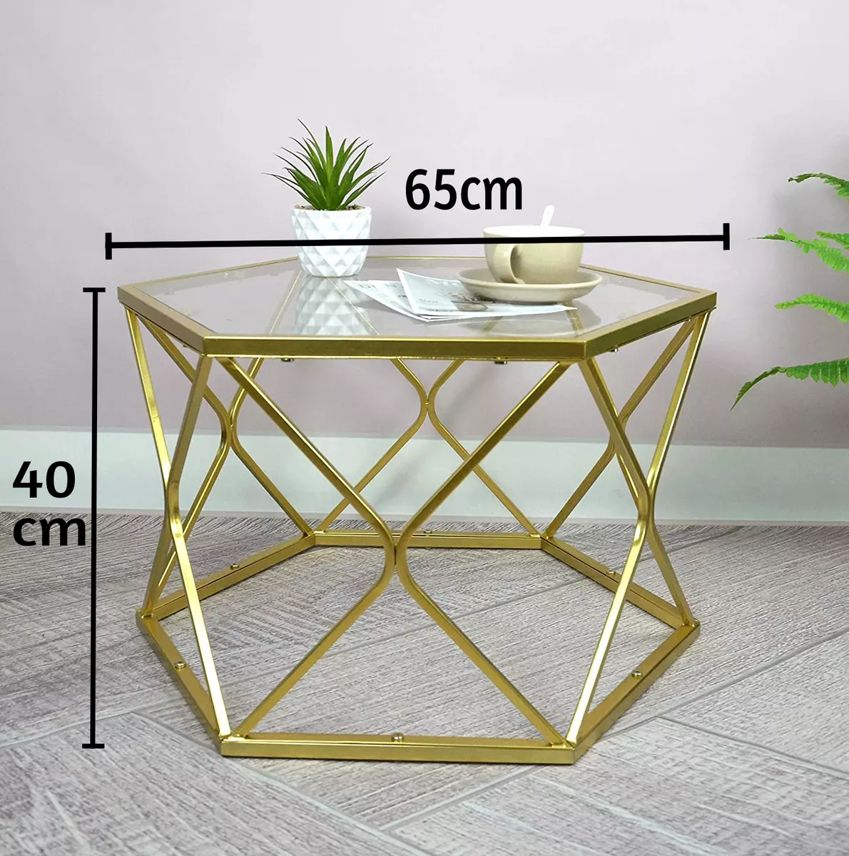 White hexagon coffee sale table