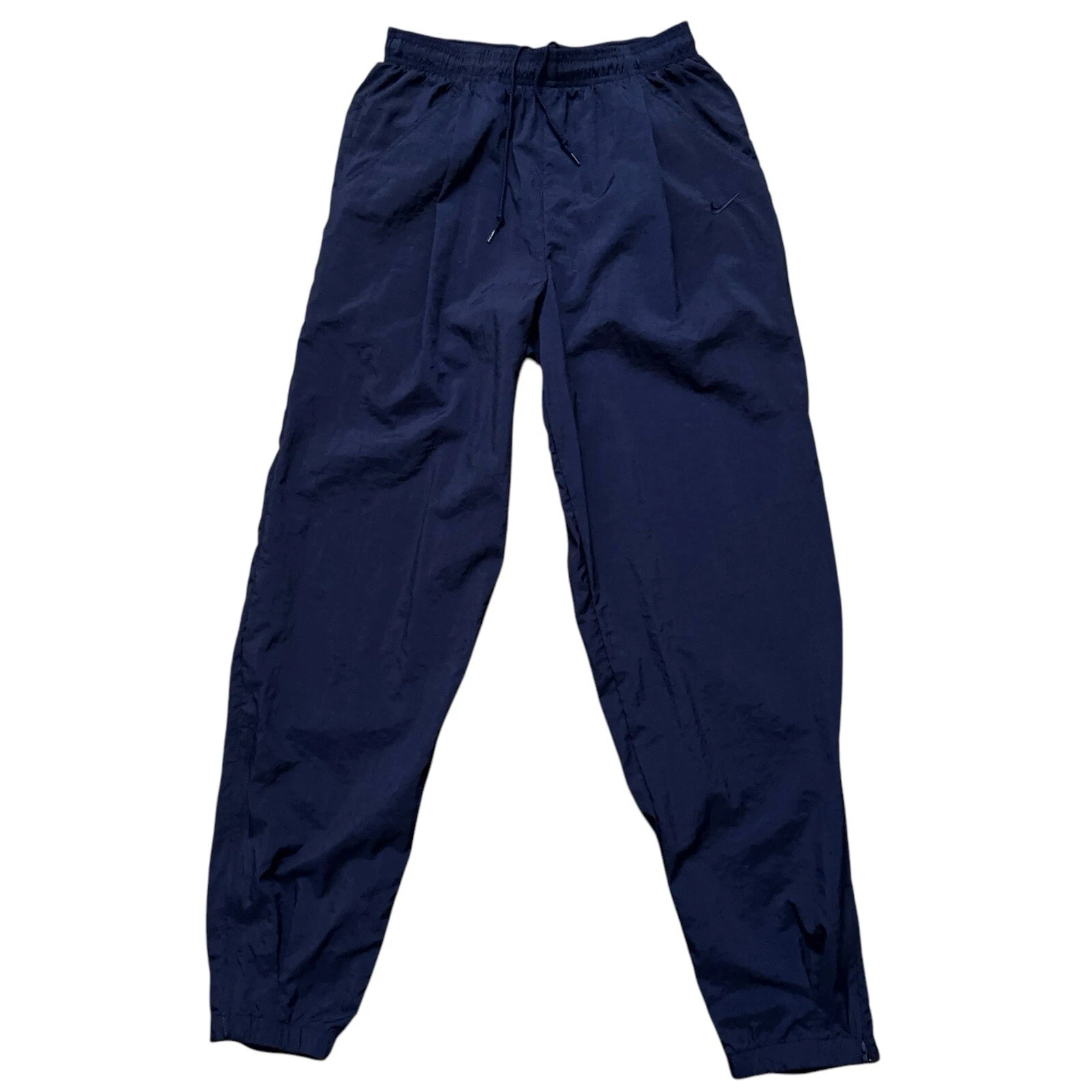 Nike Windbreaker Rain Pants Mens Size M Drawstring Zip Ankle Blue Vintage 90s