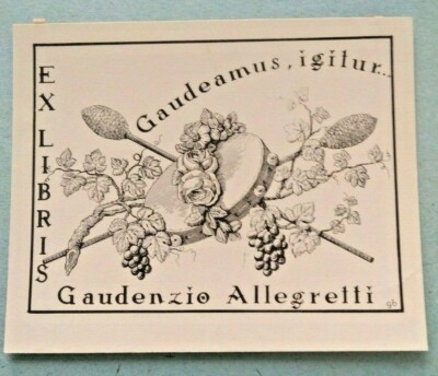 ex-libris exlibris Gemma Ballarate Gaudeamus igitur Gaudenzio Allegretti