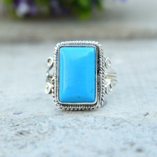 Sleeping Turquoise 925 Sterling Silver Mother's Day Gift Ring Jewelry SS-879