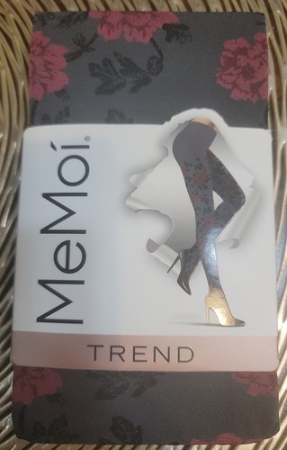 MEMOI Flower Pop OPAQUE TIGHTS Gray Small/Medium Nylon Floral Vine, Pantyhose - Picture 5 of 5