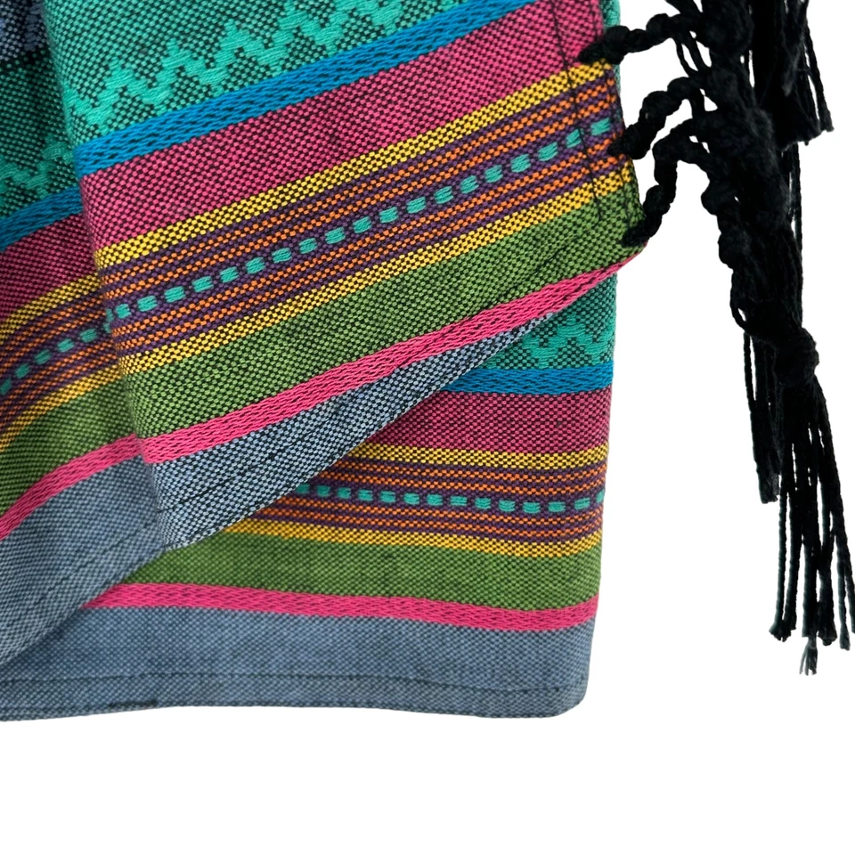 Falda envolvente vintage Lizwear Southwest azteca a rayas de algodón con flecos talla 2P Foto 3 de 4