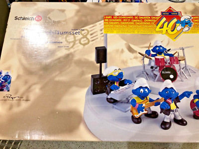 SCHLEICH SMURFS 40TH ANNIVERSARY 1998 SMURF BAND PLAYSET BY