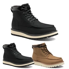 Men's Moc Toe Boots Comfortable Lightweight Formal Casual Wedge Boots Shoes