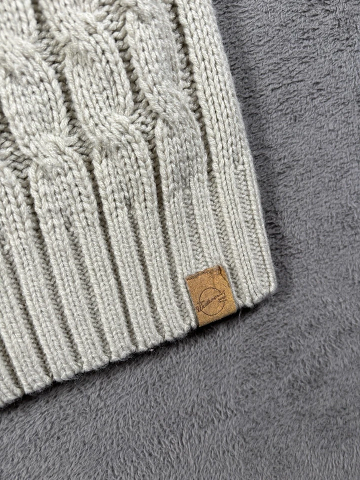 Fisherman Cable Knit Sweater Mens XL Beige Crew Neck Acrylic Chunky Weatherproof - Image 2 of 4