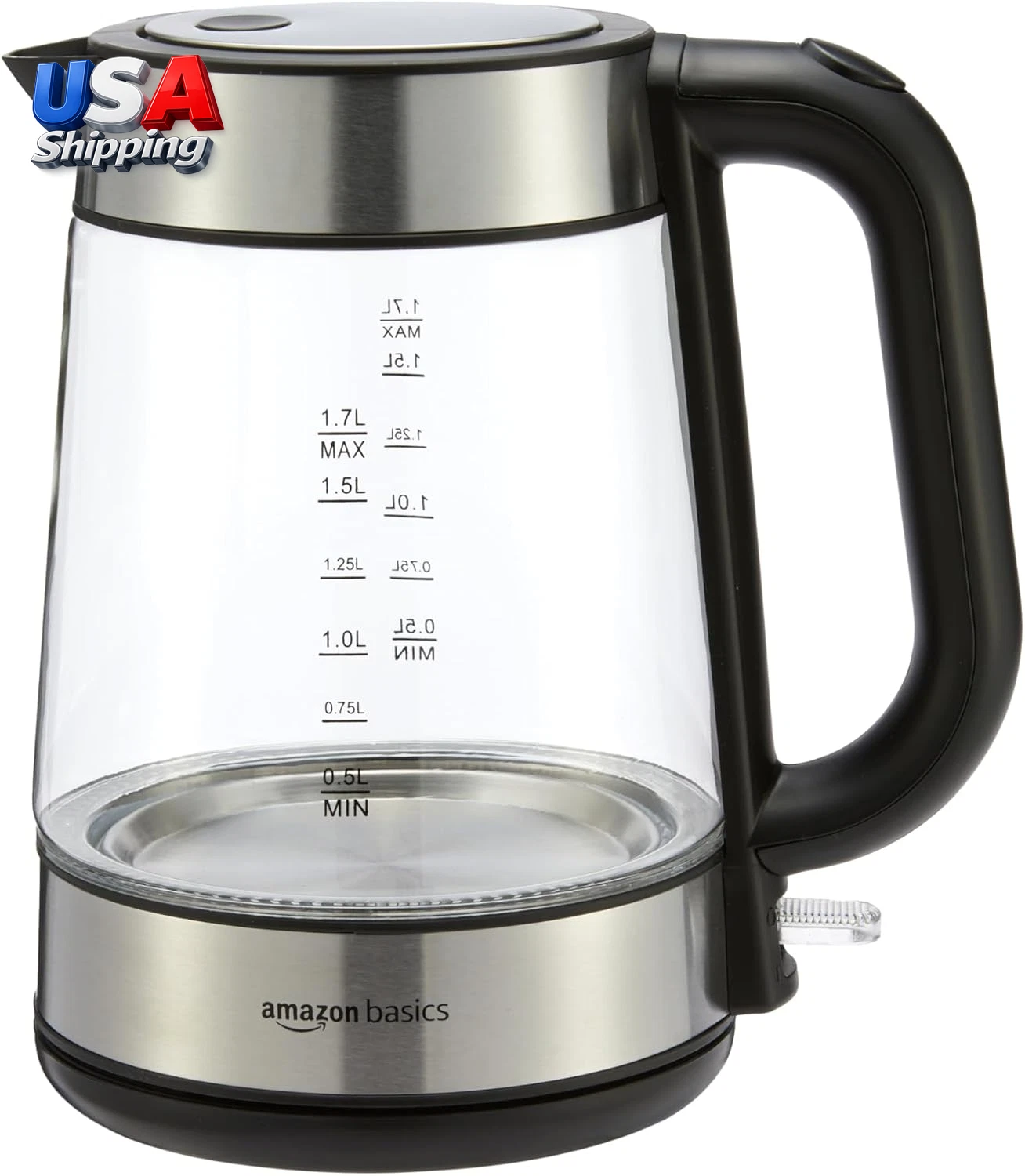 Electric Kettle with Glass Carafe 1.7L Capacity 1500W Auto Shut-Off BPA-Free