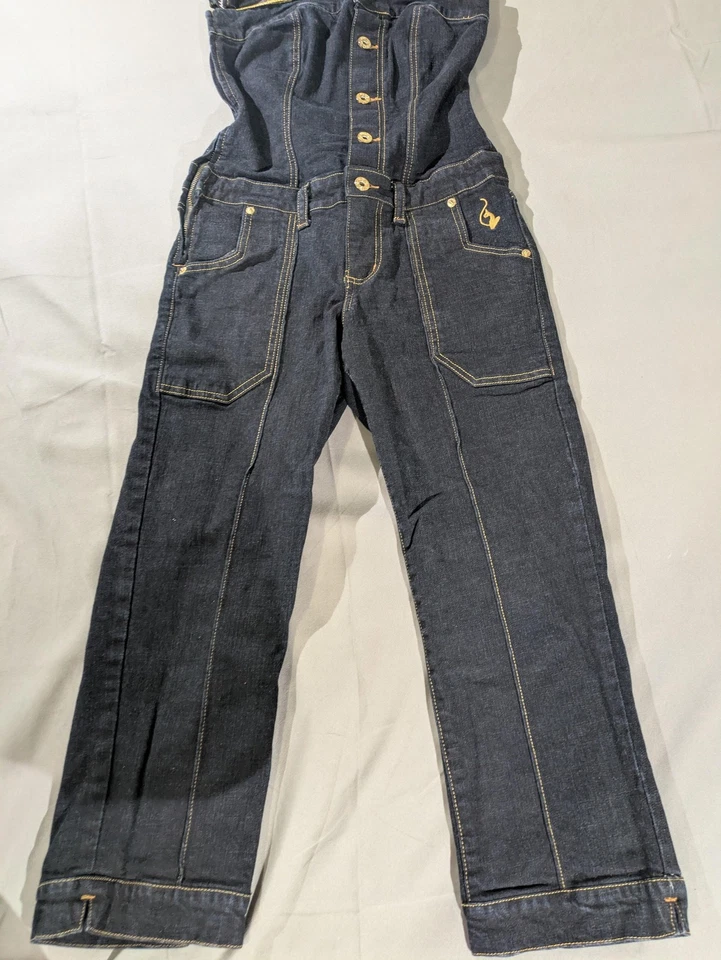 Mono vaquero vintage Baby Phat para mujer 3 lavado oscuro sin tirantes raro con cinturón Y2K Foto 3 de 4