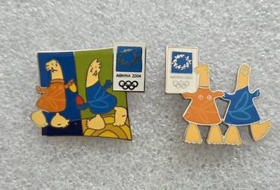 ATHENS 2004 OLYMPIC PIN ATHENA AND PHEVOS MASCOTS 2 PINS SET