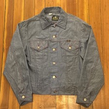 Vintage 60s Maverick Bluebell Denim Light Wash Red Stitching Jean Jacket Size 40