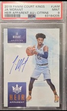 2019 Court Kings JA MORANT RC Rookie Heir Apparent Citrine Auto /49 PSA 9!!!