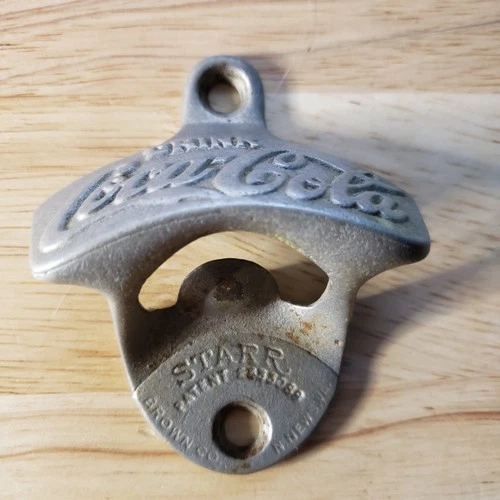 Vintage Coca-Cola Wall Mount Bottle Opener Starr X Brown Co USA Cast Metal 1940s
