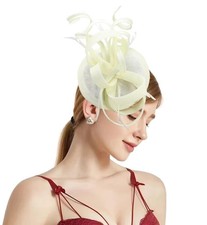 Coolwife Womens Fascinator Hat Sinamay Pillbox Flower Feather Tea Party Derby...