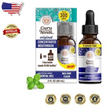 Natural Mint Mouthwash 5pk, Concentrated, Fluoride-Free, USA Made, 300 Rinses