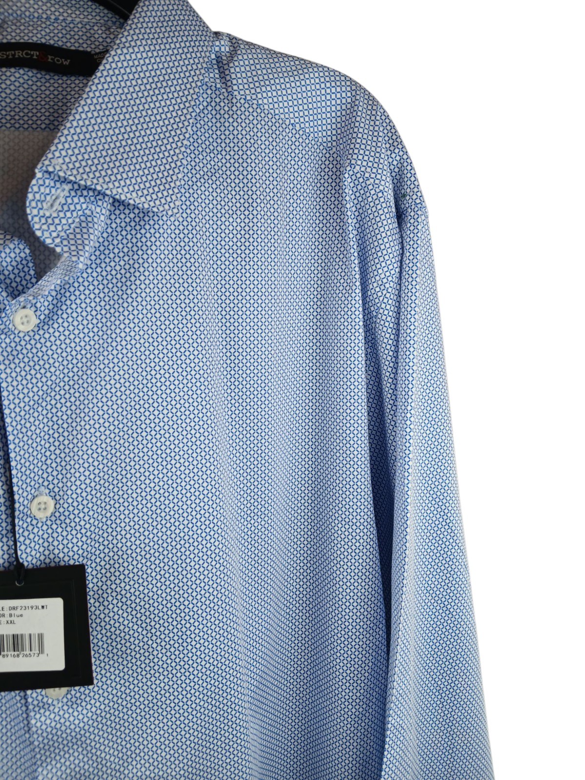 FILA Dstrict&Row Slim Fit Button Front Shirt Men's Size XXL Blue White Geometric NWT!