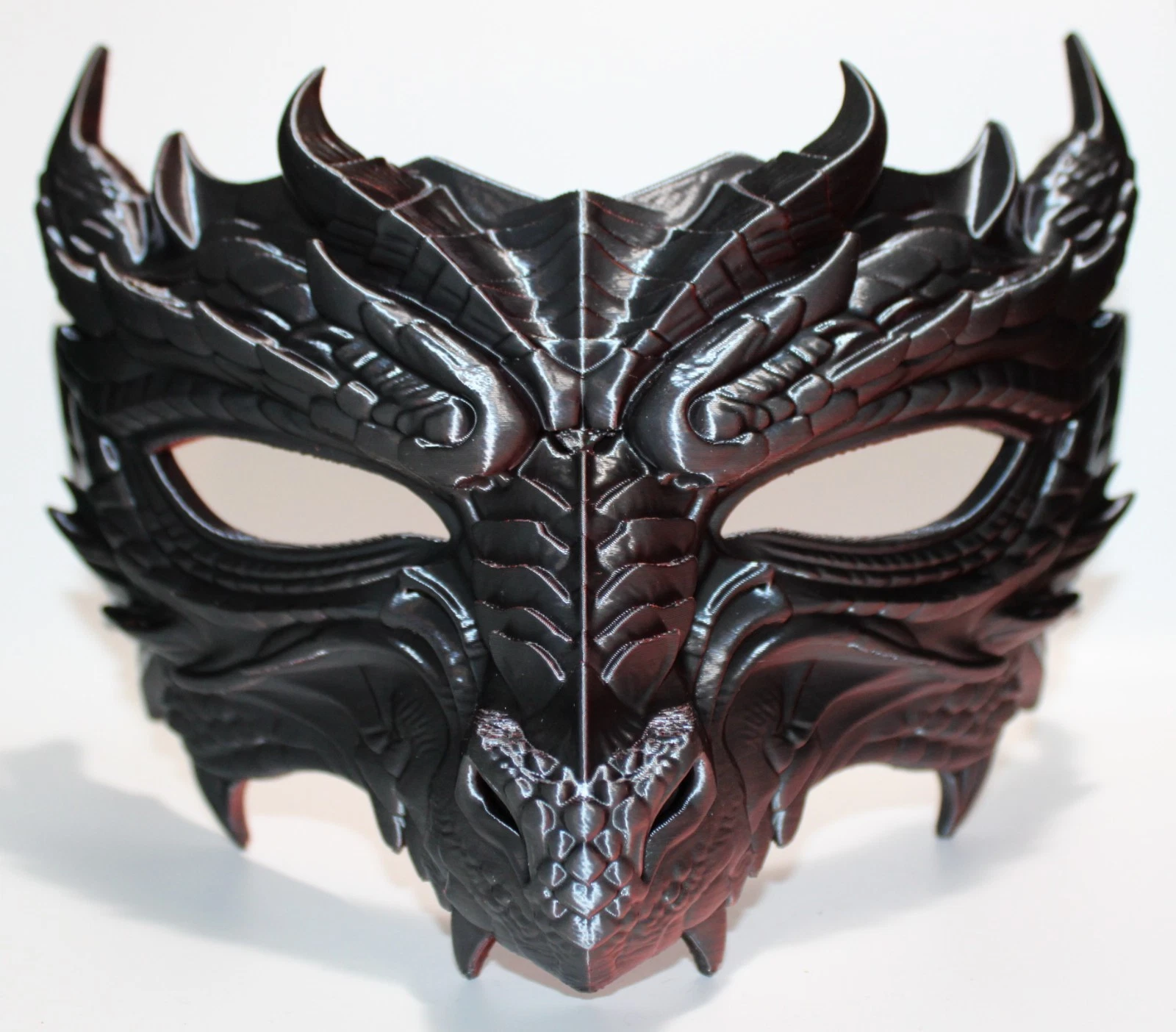 Dragon Masquerade Mask 3D Printed Gothic Cosplay Metallic Red Black Unique