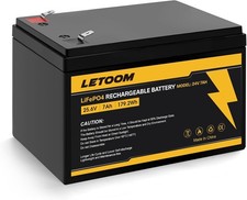 24V 7Ah LiFePO4 Rechargeable Battery LF8011, 25.6V 179.2Wh Deep Cycle Lithium Ir