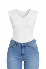 Nine West Women s White Bodysuit Size XL Sleeveless Snap Closure Stretch Knit T