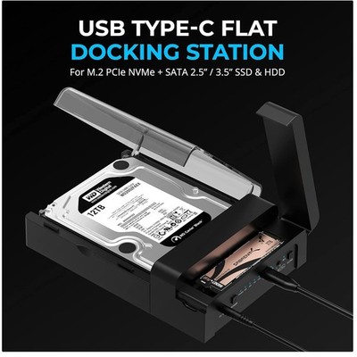 Sabrent Lay Flat Docking Station 10Gbps USB 3.2 Type-C