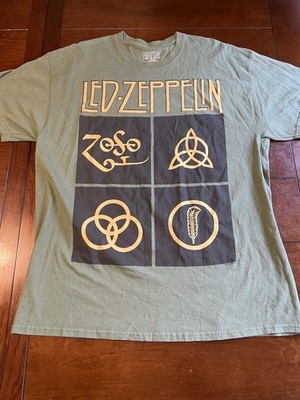 Cool Led Zeppelin XL Tshirt Cotton Green Mens Repro Of Vintage Spencer s Online