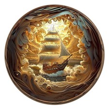 3D Vision Effect Sailing Wood Large 3D Wooden Puzzle Ship Model Kit Art