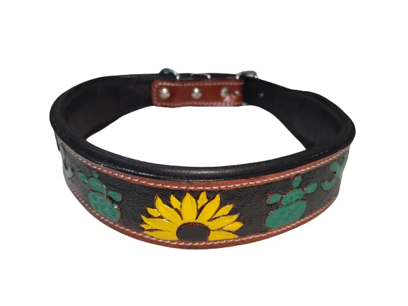 Tooled Leather Dog Collar:Padded Sunflower Design Tooled & Handmade For Your Pet
Opens in a new wind