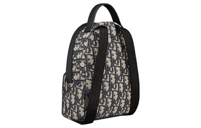 DIOR Rider Oblique Leather Backpack Children's Style Beige/Blue