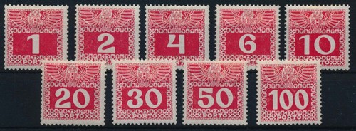 ÖSTERREICH 1908 PORTO 34x-44x kompl. Satz, ungebraucht * Kw:150,-€ - Bild 1 von 1
