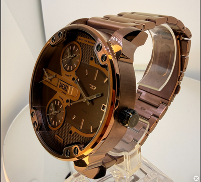 2026 Diesel Mr Daddy 2.0 Oversized Watch DZ7493 Brown Amber
