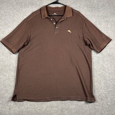 Tommy Bahama Emfielder Polo Shirt XL Brown Pima Cotton Short Sleeve Mens