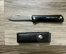 Vintage EKA Normark Sweden Single Blade Folding Pocket Knife w/ Leather Sheath