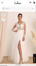 Lulus Endless Adoration White Embroidered A-Line Maxi Wedding Dress size 6
