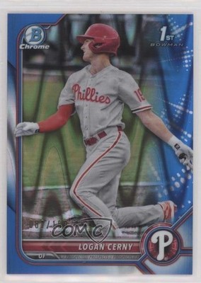 2022 Bowman Chrome Prospects Blue RayWave Refractor 82/150 Logan Cerny 0q4s