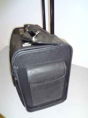 LEITZ Reisetrolley Rollkoffer Werkzeugkoffer Messetrolley Leder  schwarz