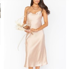 Show Me Your Mumu Verona Cowl XXL Champagne Luxe Satin Pink Dress Formal Wedding
