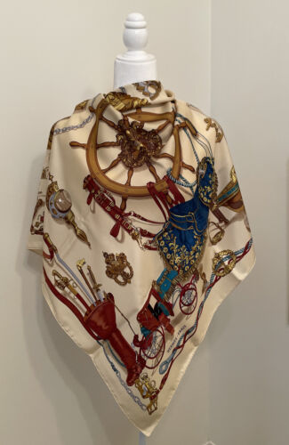 HERMES Rare Authentic Musee Ledoux Silk 90 Scarf T