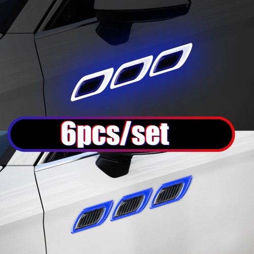 6× Blue Car Vent Edge Bumper Reflective Sticker Carbon Fiber Decal Accessories - Picture 2 of 5