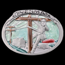 Linesman Worker Telephone Telecom. Tech Electrician Belt Buckle