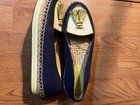 Women's Coach Leather Navy/Bright Citrine Tassel Loafer Espadrilles Size 7 — photo 3