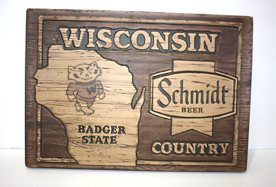 Vintage 1970's Schmidt Beer Sign Wisconsin Country Badger State