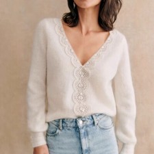 Sezane Lace Mohair Cardigan for Women