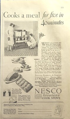 Nesco Kerosene Cook Stove Asbestos Wick Milwaukee WI Vintage Print Ad 1927