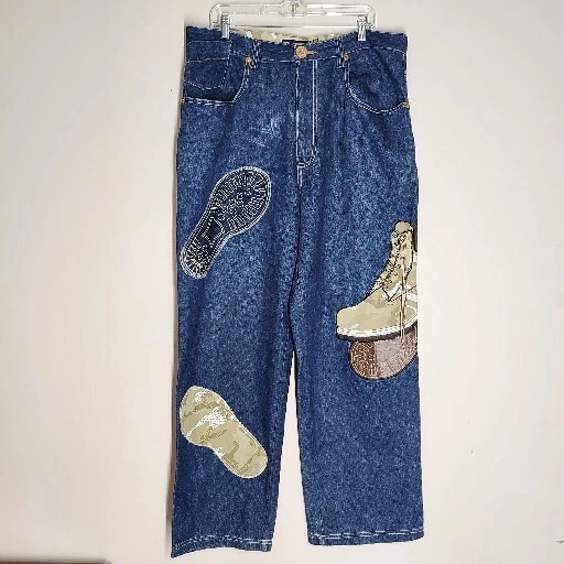 RAW BLUE timberland boot embroidered jeans 38x32 hip hop 90s 00s jnco macgear