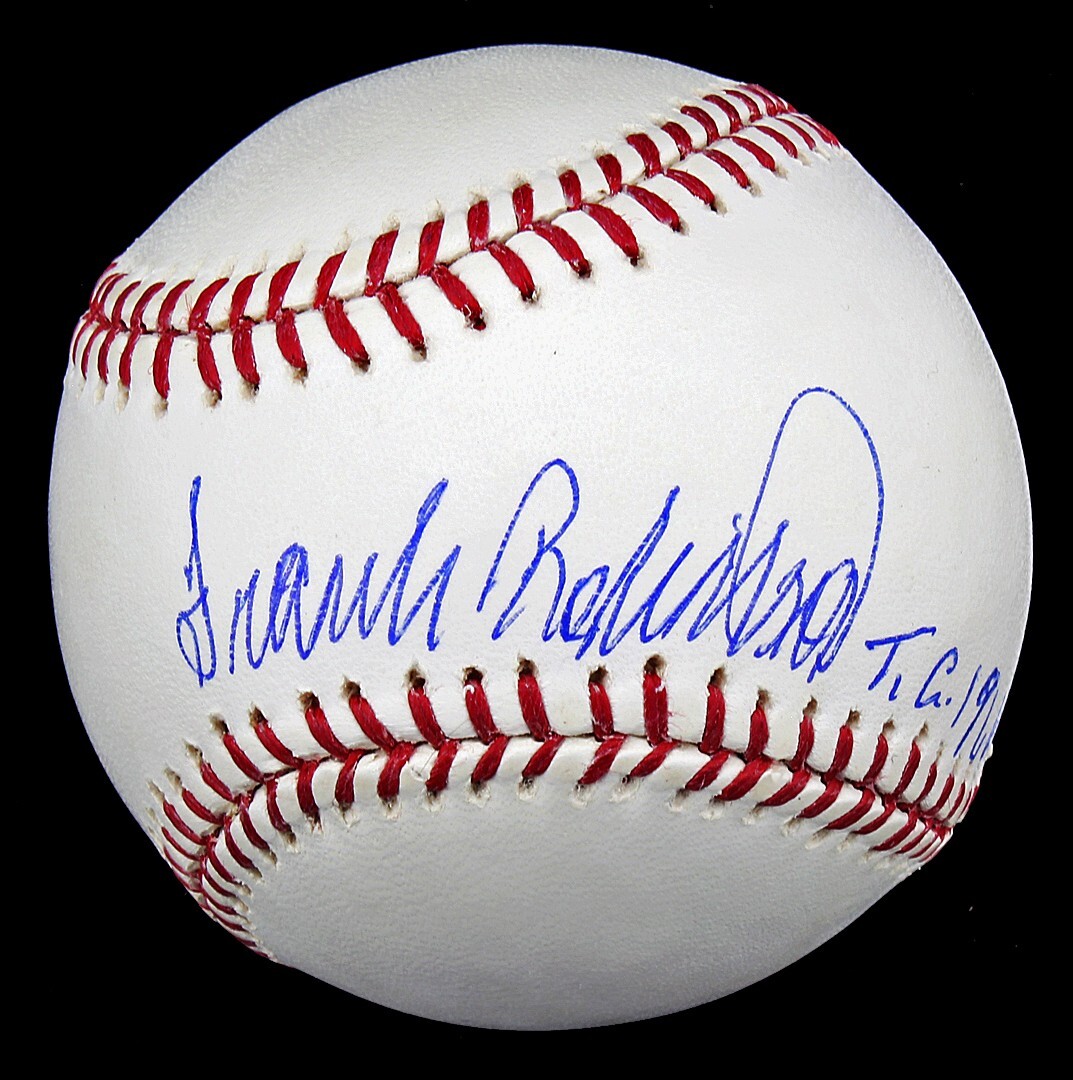 Frank Robinson Autographed Signed Baltimore Orioles "T.C. 1966" OML Selig Baseball Steiner 