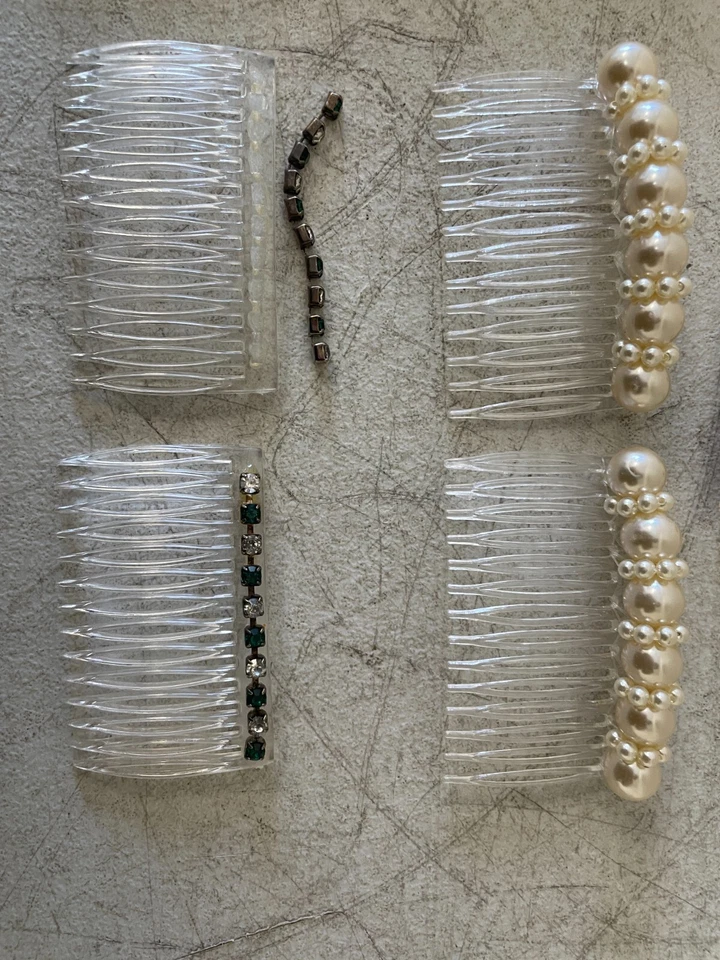 Wedding Hair Comb Crystal Pearl Clip & Fashion Necklace Set Napier Style - Image 2 of 4