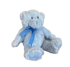 First Impressions Baby Blue Teddy Bear Soft Plush Stuffed Animal Satin Bow 12"
