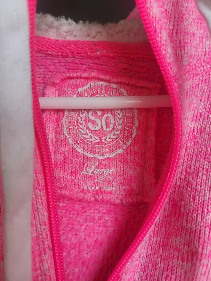 So Womens Zip Up Pink Long Sleeve Hooded Cotton Stretch Size Large - Image 3 of 4