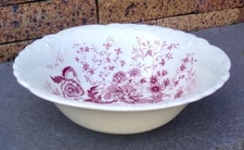 Taylor Smith & Taylor Center Bouquet Red 9" Round Serving Bowl on Fairway Shape